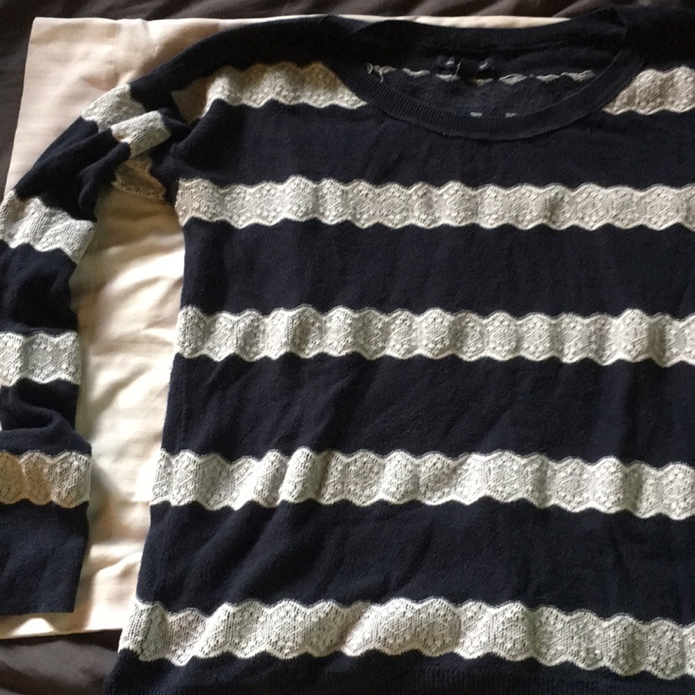 Blue and white sweater